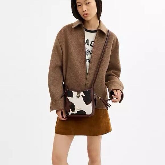 NWT Coach Hadley Mini Crossbody Bag With Cow Print And Tassel CCE14 - Picture 8 of 12